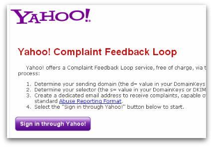 Setting up feedback loop with Yahoo