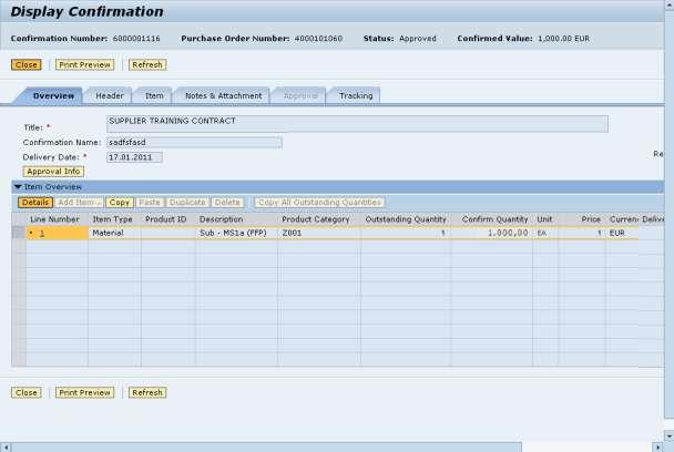Display Confirmation - SAP NetWeaver Portal - 63. The confirmation is now displayed with status approved.