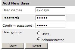 After filling in the new name, password, user group and click Add button, you can add a new user. 3.