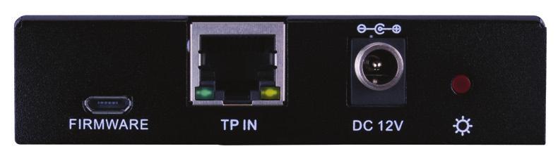 RJ45 port, connects to the TP IN port of Receiver for extension 7. Power indicator RECEIVER 1 2 3 4 5 6 7 1. TOSLINK digital audio output port, connects to audio output device 2.