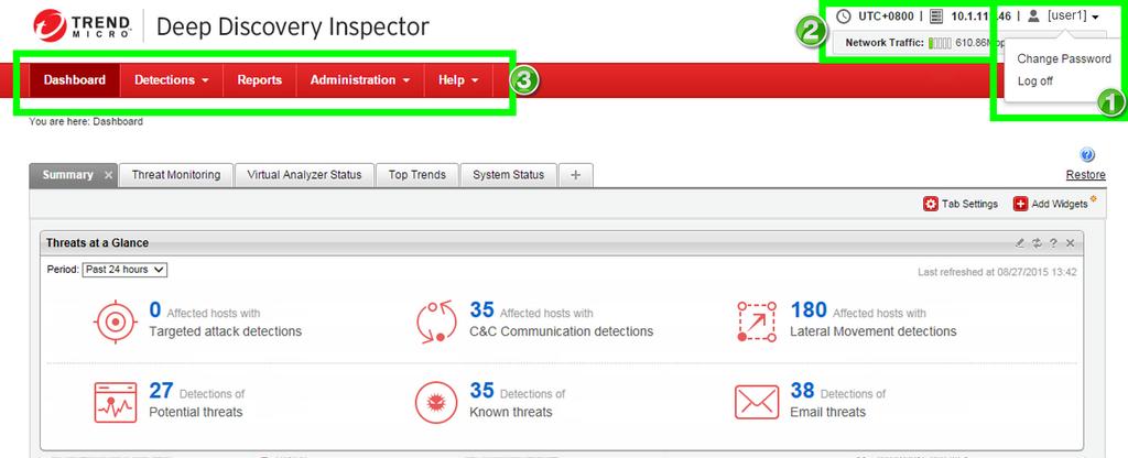 Trend Micro Deep Discovery Inspector User's Guide Management Console FIGURE 2-1.