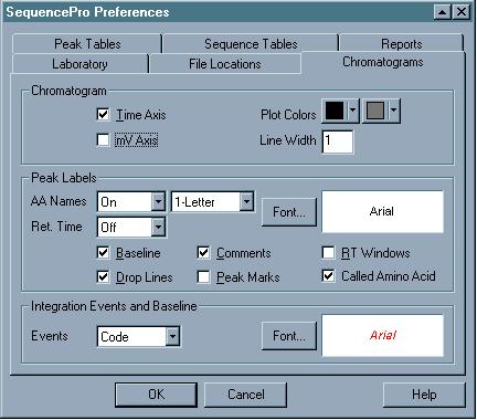 Using the Chromatogram Page Description The Chromatogram page allows you to specify the default display settings for chromatograms.