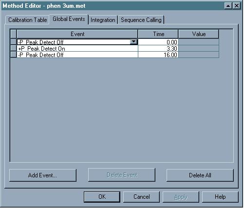 Editing and Deleting Global Events Description Editing Global Events When you modify global events, you change the integration events for all cycles in the sample.