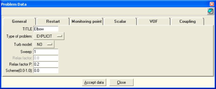 Problem data 1. Use Data Problem Data to open the Problem data dialog box. Select the General tab. 2.