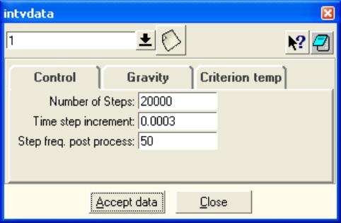 Interval data 1. Use Data Interval Data to open the Interval Data dialog box. In the Control tab, set the Number of steps to a figure greater or equal to 1000 and the Time step increment to 0.001. 2.