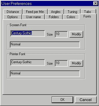 View Preferences Fonts The View - Preferences - fonts command opens a dialog in which you can set the font used when labelling in the graphic screen (span numbers etc.