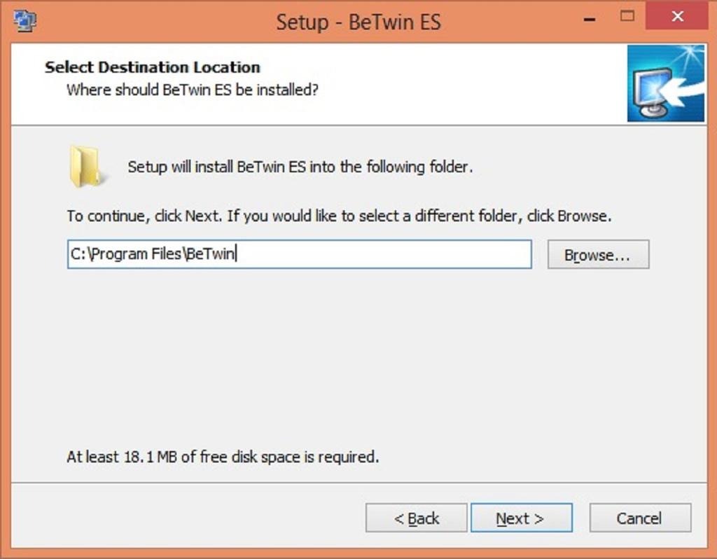 Step 4 To install the BeTwin ES software to the default folder,
