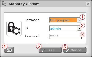1.8 Authentication You must be authorized in authentication window to use HDxViewer. You can run log on, log off, program shut down, program minimize, system off and system restart.