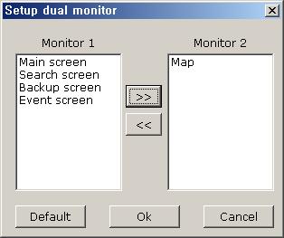 Using dual monitor If you check the box ( ) in case of dual monitor in the system where HDxViewer is installed, you can select monitor for each window by clicking setup button.