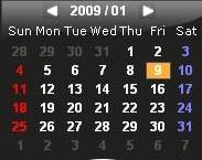 This color indicates the date the backup data exists. This color indicates the user selecting date. If user selects the colored date on calendar, recorded camera numbers will be marked like below.