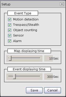 1.17.5 Setup If you click on this button, setup window will run. If button is checked ( ), it indicates motion detection.