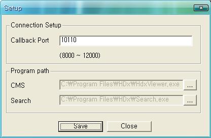 Please select Setup button to set program path, such as HDx Viewer and Search. 2.