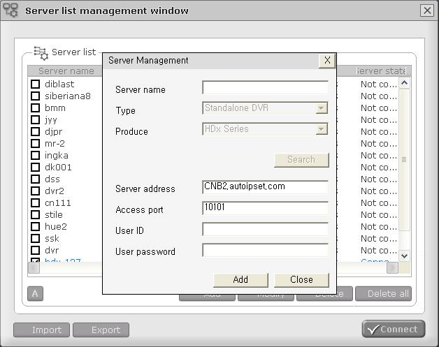 If event notification occurred DVR is not registered at HDx Viewer s Server List, Server List Management