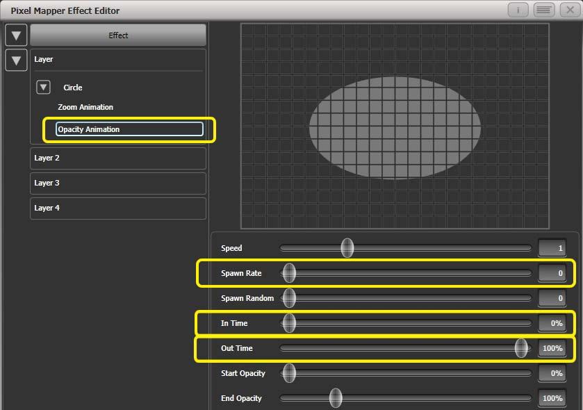 6. Shapes and Pixel Mapper effects - Page 129 100% will create a delay before fade.