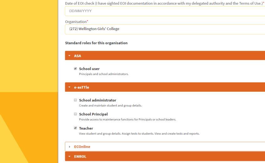Invite user provision roles The default roles for your school