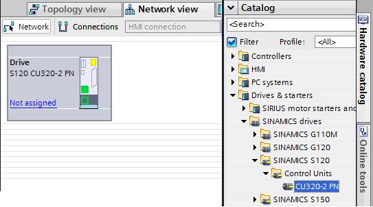 2.2.3 Load configuration of the SINAMICS drive With SINAMICS Startdrive V15 it is possible to load the configuration of the SINAMICS