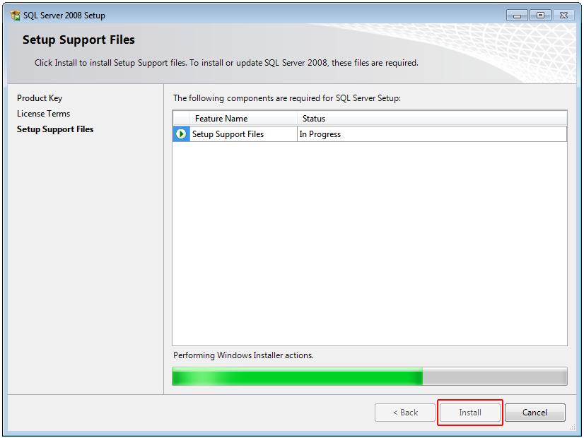 Setup Support Files in progress.