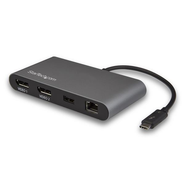 Dual 4K Monitor Mini Thunderbolt 3 Dock with DisplayPort Product ID: TB3DKM2DP This Thunderbolt 3 docking station packs big performance into a cost-effective, compact mini dock, delivering essential