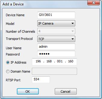 IP Address/ Domain Name Enter the IP address or domain name of the device.