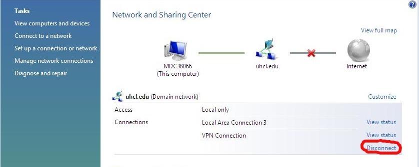 Choose UHCL from the list under Dial-up and VPN. 6.
