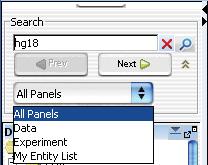 Data Viewing Reference 4 Search pane Figure 25 Search Pane list (Show Pane List button, available only if the Pane list is not visible) Makes the Pane list visible.