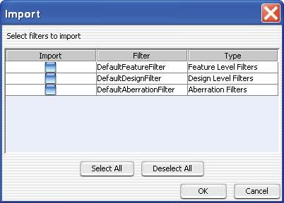 Data Viewing Reference 4 Import (filters) Cancel Cancels the import and closes the dialog box.