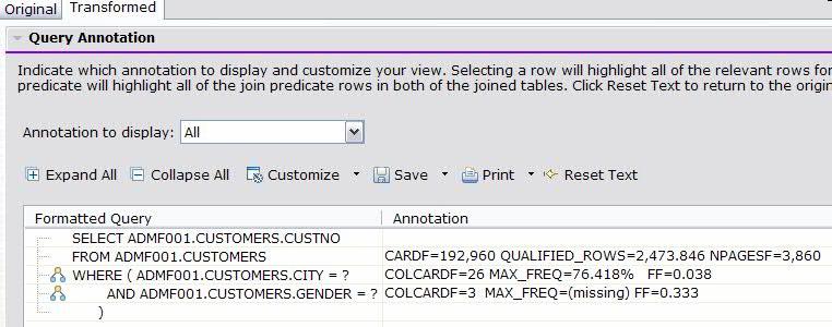OSC Query Annotation DB2 9 OSC will take an unformatted query And format this, and add costing