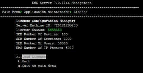 SEM 1.6 Loading a License to the SEM Server You need to purchase from AudioCodes a license that includes the SEM feature, save it on your PC, and then load it to the server using the EMS.