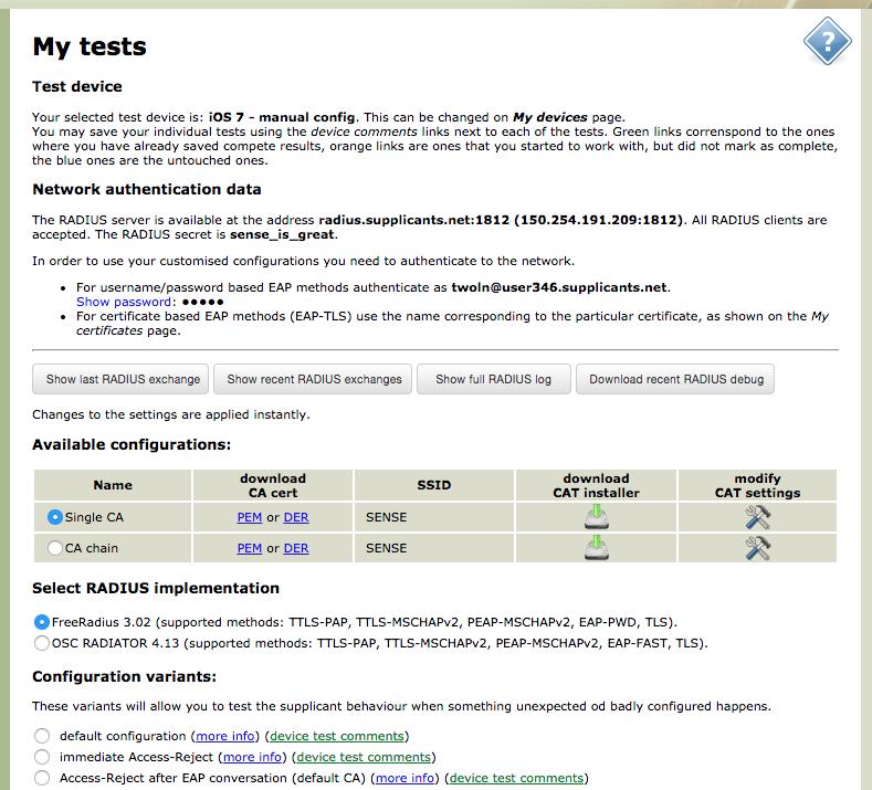 EAPlab taking notes The device test comments shows description