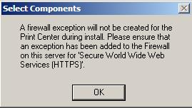 5 installed on the machine where you are attempting to install Print Center Services and/or Print Center Web.