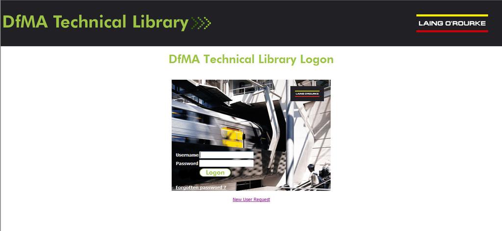 Entering the System To access the system simply navigate to the system s URL (http://dfma.laingorourke.