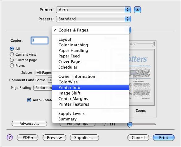 PRINTING FROM MAC OS X 32 Enabling Two-Way Communication If you enabled a TCP/IP network, you can retrieve copier status and ColorWise settings from the GA-1211 and display them in the printer driver