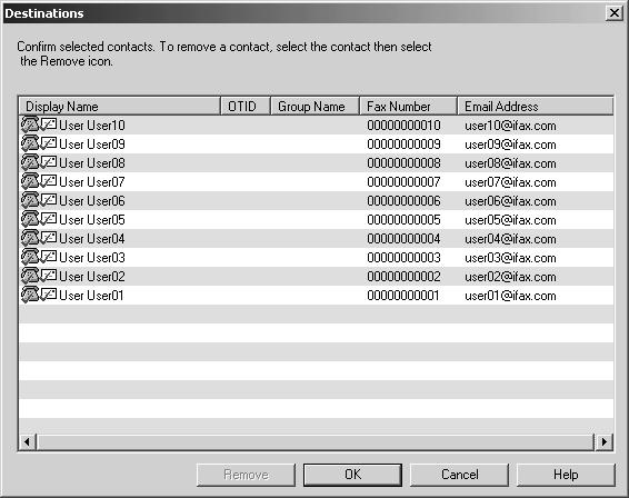 4. Click [OK]. The selected contacts are added as recipients for N/W-Fax.