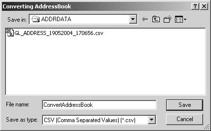 6. Locate the folder where you want to save a converted file. Select CSV (Comma Separated Values) (*.
