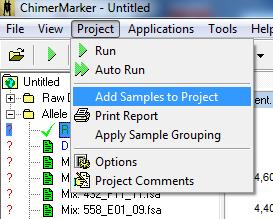 42 Adding Samples to a Project To add a sample to a project, navigate to File