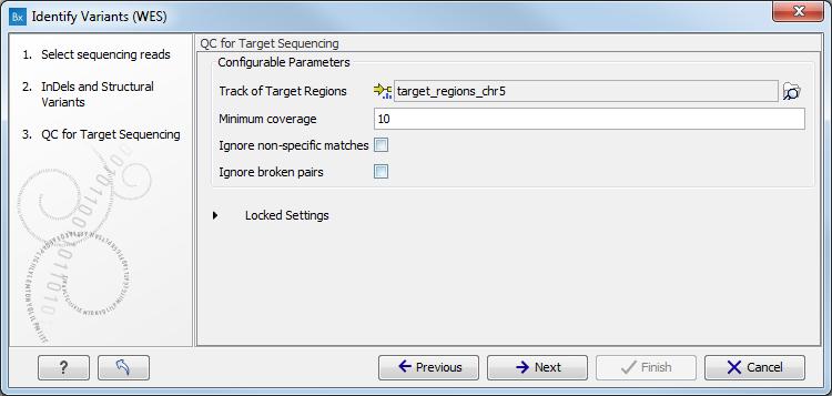 Figure 4: The correct parameter settings in the QC for Target Sequencing step of the wizard.