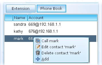 Such book allows you to make a direct call for selected name by using the right mouse button.