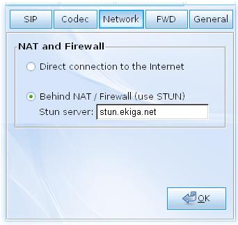 Network This page can set the network connection for the Soft Phone by directly connecting to Internet or under NAT (STUN server is required to discover WAN IP and port).