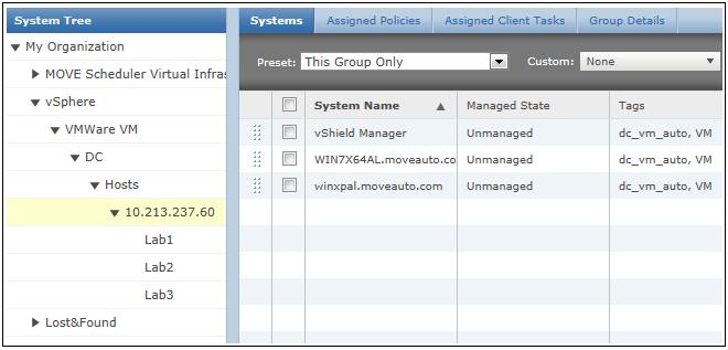 5 Agentless installation and configuration Deploying McAfee MOVE AntiVirus (Agentless) in an NSX environment After the discovery, you can find your vcenter account under the group vsphere.