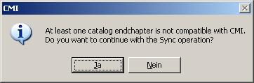 Figure 58: Confirmation dialog for unknown entries in the synchronize catalog command This indicates that there is an item referenced in the catalog that is not managed by Teamcenter.