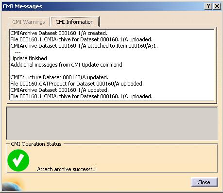 After the update the user gets the information from Teamcenter in a message window within CATIA V5 (see Figure 65).