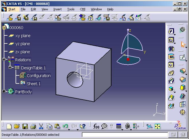 Figure 83: Changed Geometry in CATIA CMI RII will update the changed CATPart and