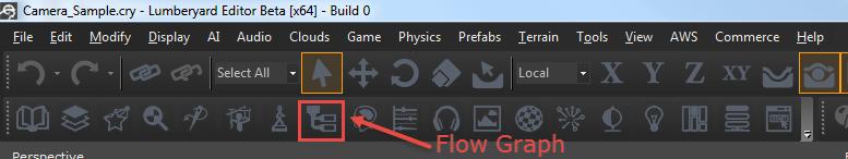 Flow Graph walkthrough 1. With Lumberyard opened, click on the Flow Graph button in the editor toolbar. 2.