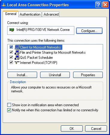 Once you have restarted your computer, you can check your network connection by going to Network Connections, double-click on Entire Network Microsoft Windows Network Workgroup Name.