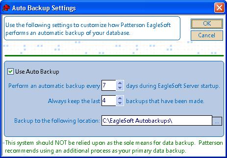 IMPORTANT This option will not replace your daily, monthly or annual backup.