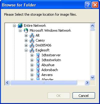 Select the correct server location and folder on the network tree and select OK.