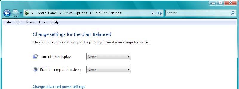 1. From the Power Options Plan Settings window, click on Change advanced power