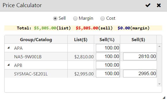 5) The Cart View provides a price calculator, which enables you to add resale pricing to the proposal, and a drop down that shows list, cost, sell, and margin.