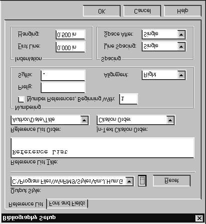 Specifying Reference List Options The default settings for the output style you select appear on this tab. To change settings as desired: 1. Start in your word processor. 2.