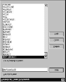 To edit the Periodical Term Dictionary: 1. From the Tools menu, select Import Dictionaries, then Periodical Term Dictionary. The Periodical Term Dictionary dialog box appears. 2.